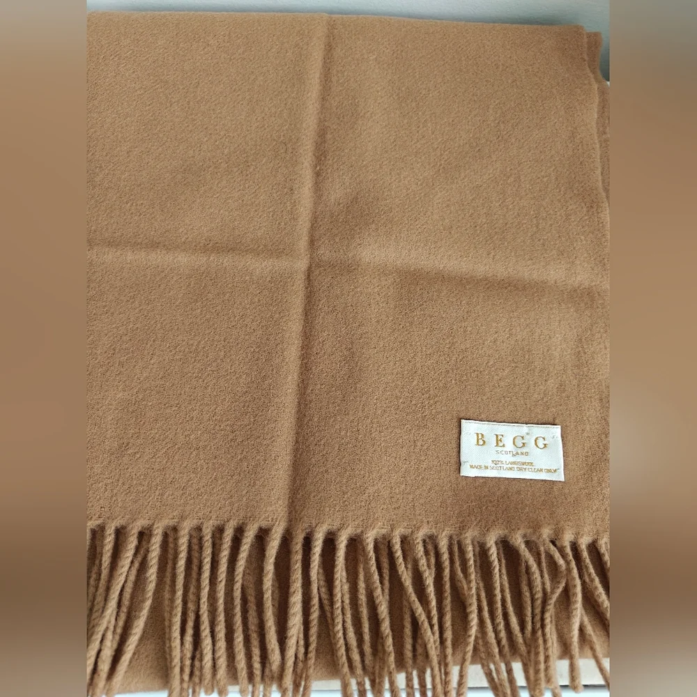 Begg & Co Camel Tone Lambeswool Scarf - Picture 6 of 6